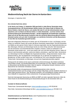 Medienmitteilung Nacht der Sterne 2024 Medienmitteilung