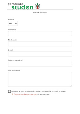 Kontaktformular-Gemeinde-Studen Kontaktformular