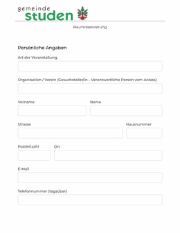 Raumreservierung-Formular Gesuch Raumreservierung