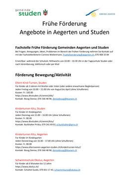 Angebote Frühe Förderung
